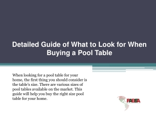 Detailed Guide of What to Look for When Buying a Pool Table