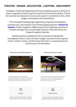 Theatre Fly System | Stage Engineering | Audio Visual| Lighting System - I.T.E