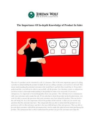 The Importance Of In-depth Knowledge of Product In Sales