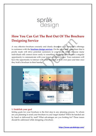 How You Can Get The Best Out Of The Brochure Designing Service