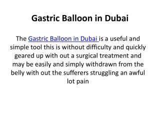 Gastric Balloon in Dubai