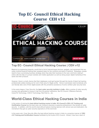 Top EC- Council Ethical Hacking Course  CEH v12