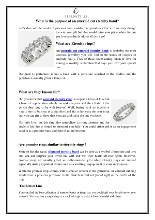 What is the purpose of an emerald cut eternity band