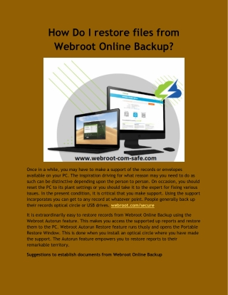 How Do I restore files from Webroot Online Backup