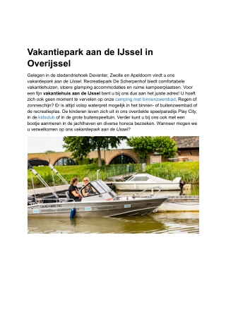 Vakantiepark aan de IJssel in Overijssel