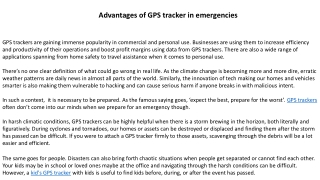 Advantages of GPS tracker in emergencies