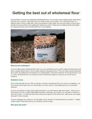Getting the Best out of Wholemeal Flour - Risen