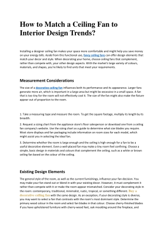 How to Match a Ceiling Fan to Interior Design Trends