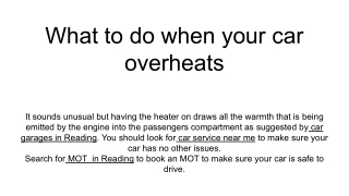 What to do when your car overheats
