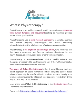 Physiotherapy - The Online Physiotherapist
