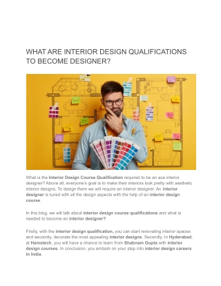 WHAT ARE INTERIOR DESIGN QUALIFICATIONS TO BECOME DESIGNER