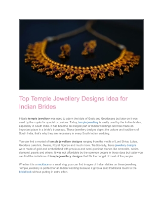Top Temple Jewellery Designs Idea for Indian Brides