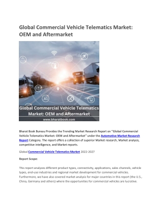 Global Commercial Vehicle Telematics Market, OEM and Aftermarket