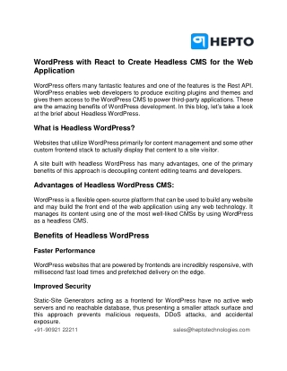 WordPress with React to Create Headless CMS for the Web Application