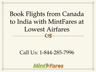 Book Flights from Canada to India with MintFares at Lowest Airfares