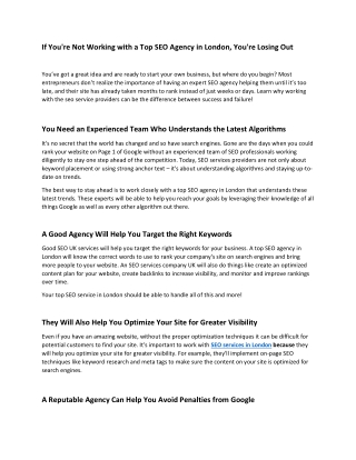 pdf If You're Not Working with a Top SEO Agency in London, You're Losing Out
