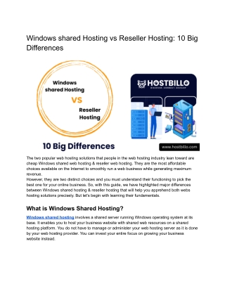 Windows shared Hosting vs Reseller Hosting: 10 Big Differences