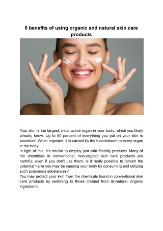 6 benefits of using organic and natural skin care products