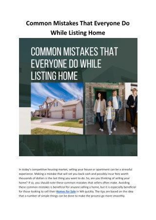 Common Mistakes That Everyone Do While Listing Home