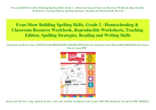 Free [epub]$$ Evan-Moor Building Spelling Skills  Grade 2 - Homeschooling & Classroom Resource Workbook  Reproducible Wo