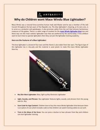 Why do Children want Mace Windu Blue Lightsaber?