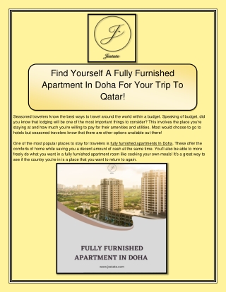 Find Yourself A Fully Furnished Apartment In Doha For Your Trip To Qatar