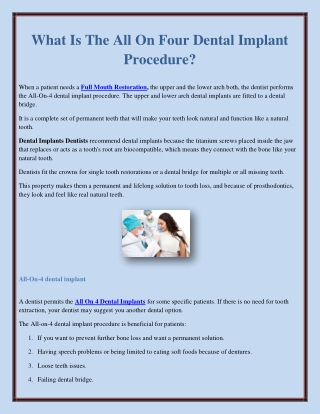 What Is The All On Four Dental Implant Procedure?