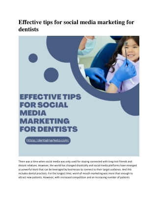 Effective tips for social media marketing for dentists