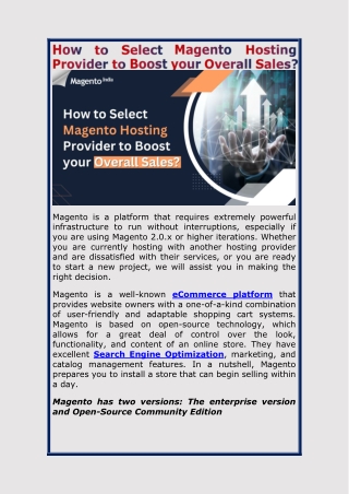 How to Select Magento Hosting Provider to Boost your Overall Sales