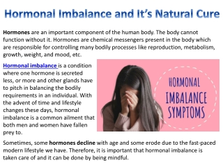 Hormonal Imbalance and It’s Natural Cure