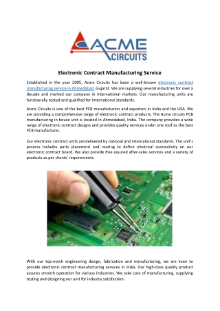 Electronic Contract Manufacturing