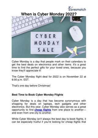 Cyber Monday Flight Deals 2022