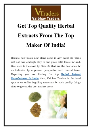 Herbal Extract Manufacturer In India Call-9811082269