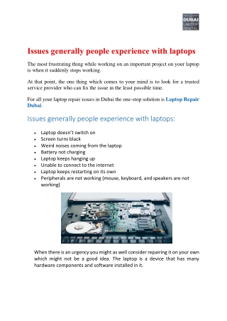 Issues generally people experience with laptops? Laptop Repair Dubai