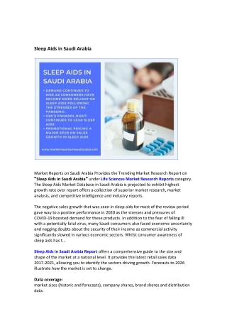Saudi Arabia Sleep Aids Market Research Report 2022-2027