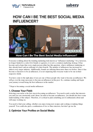 How Can I Be the Best Social Media Influencer? | Sabezy