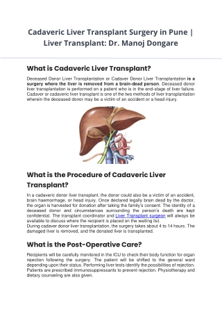 Cadaveric Liver Transplant Surgery in Pune