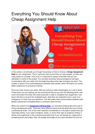 Everything You Should Know About Cheap Assignment Help