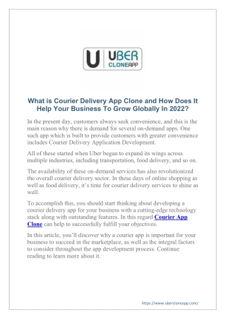 What is Courier Delivery App Clone and How Does It Help Your Business To Grow Globally In 2022