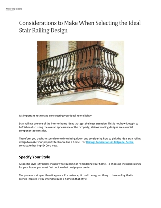 Considerations to Make When Selecting the Ideal Stair Railing Design