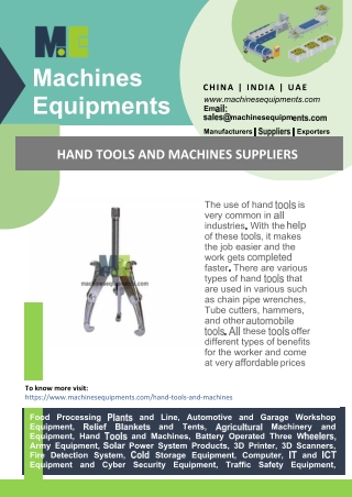 Hand Tools And Machines Suppliers