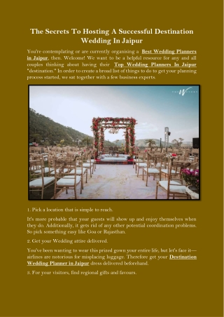 The Secrets To Hosting A Successful Destination Wedding In Jaipur
