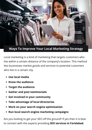 Ways To Improve Your Local Marketing Strategy