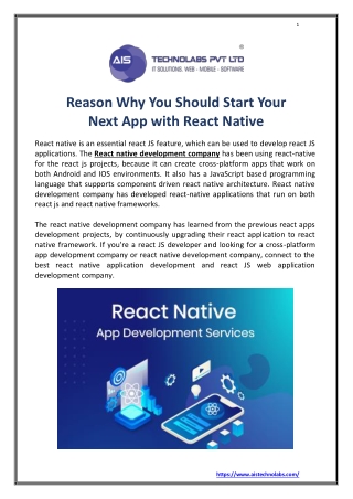 Reasons Why You Should Start Your Next App With React Native