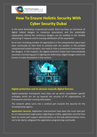 How To Ensure Holistic Security With Cyber Security Dubai