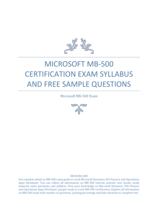 Microsoft MB-500 Certification Exam Syllabus and Free Sample Questions