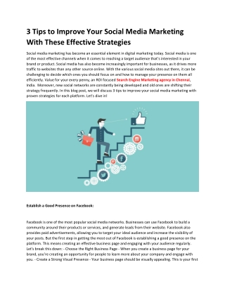 3 Tips to Improve Your Social Media Marketing With These Effective Strategies