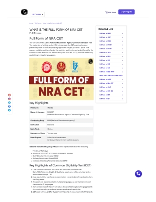 What is the Full Form of NRA CET - PW