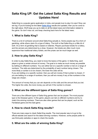 Satta King UP: Get the Latest Satta King Results and Updates Here!