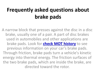Frequently asked questions about brake pads